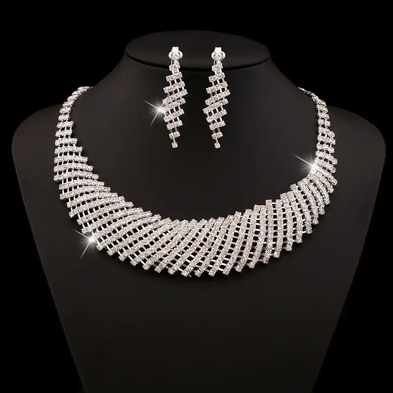Wedding silver necklace set Clearance
