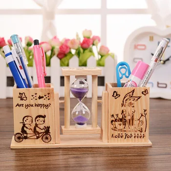 

w16 1PC Double orBanknts with Hourglass Desk Student Supply Stationery insert Send Kidss to friend teachers Children Wooden