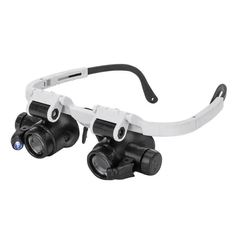 

9892H-1 Head-Mounted 8X 15X 23X LED Magnifier Double Eye Glasses Loupe Lens Jeweler Watch Repair Measurement With LED Lamp