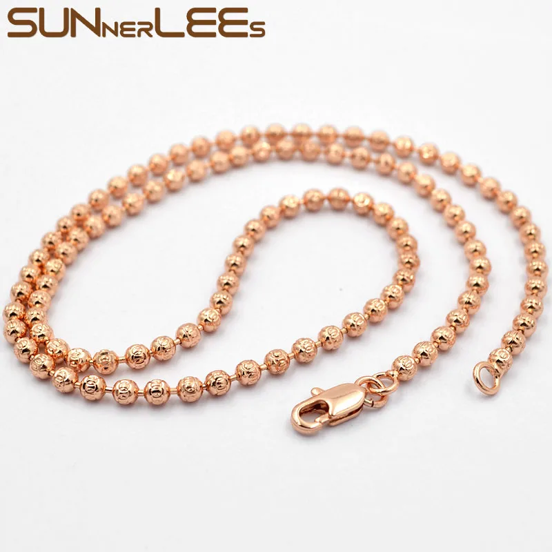 Ожерелье из розового золота 3 мм C77 N|fashion jewellery|jewellery fashiongold jewellery |