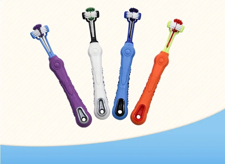 

Dog Pets Supplies Three Head Dogs Toothbrush Non-slip Handle Perfect Teeth Care Products Cleaning Mouth