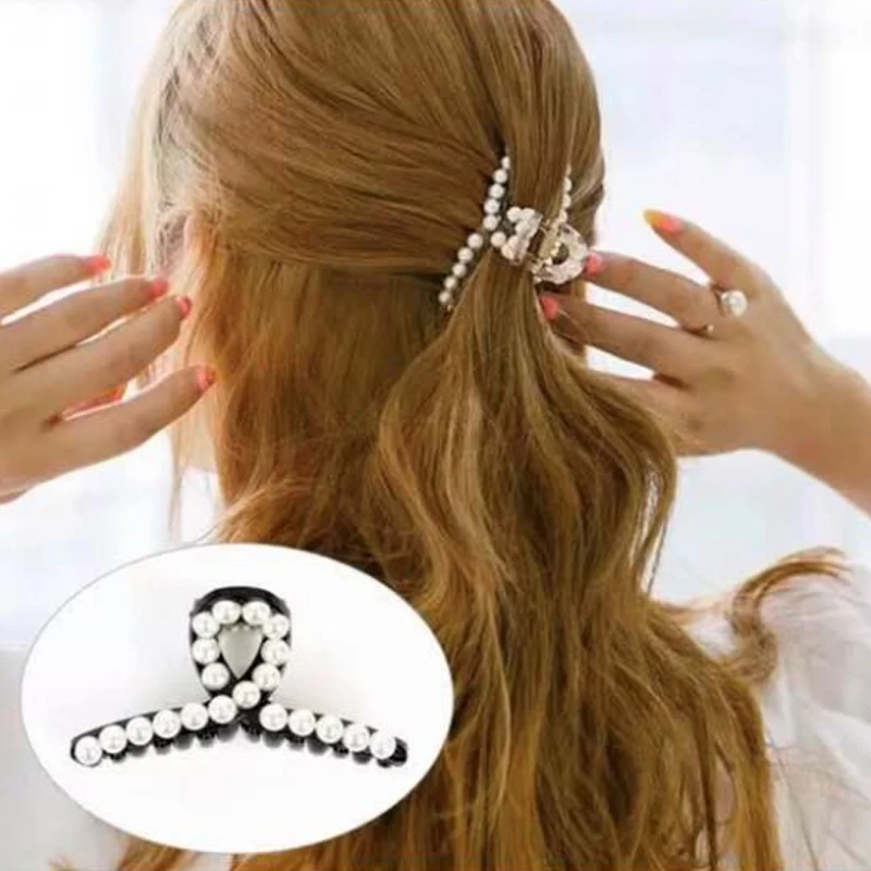 

2019 Elegant Multicolor Hair Claw Women Ponytail Clips Acrylic Hairclip Rhinestone Hairpins Sweet Shiny Hair Barrettes