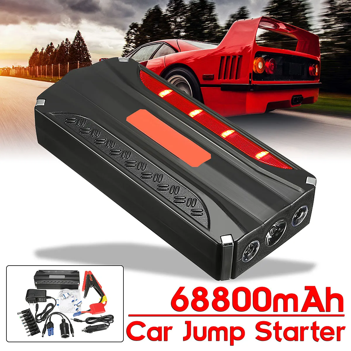 

69800mAh LED 4 USB Car Jump Starter Booster Portable Power Bank Backup Charger
