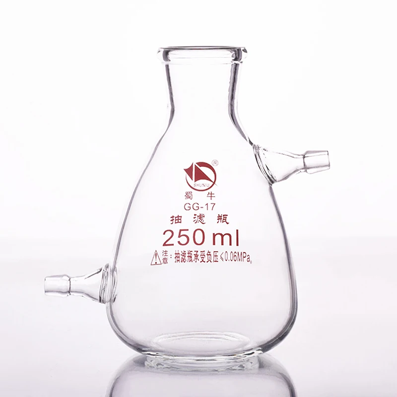 

Filtering flask with upper and bottom side tube,Capacity 250ml,Triangle flask with tubules,Filter Erlenmeyer bottle