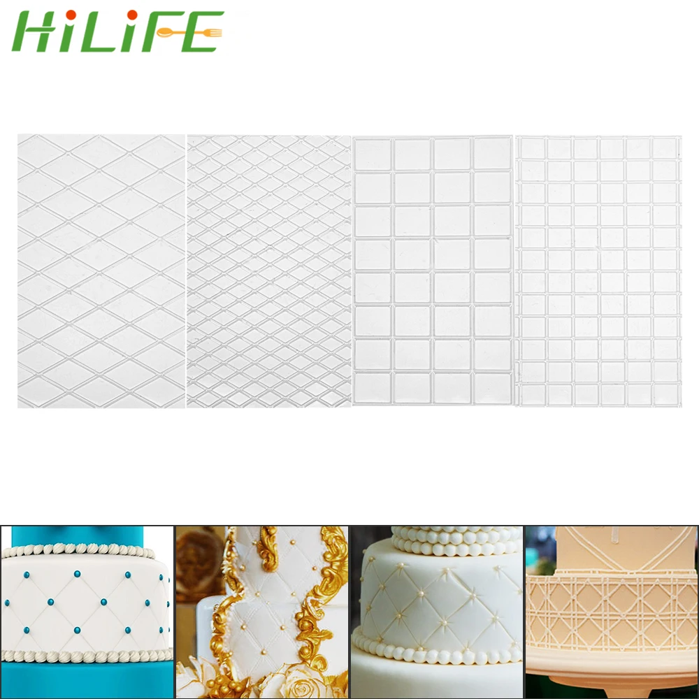 

HILIFE 3D Flower Checked Pattern Cake Mold For Wedding Cake DIY Cake Decorating Tool Sugarcraft Fondant Lace Mould Baking Tool