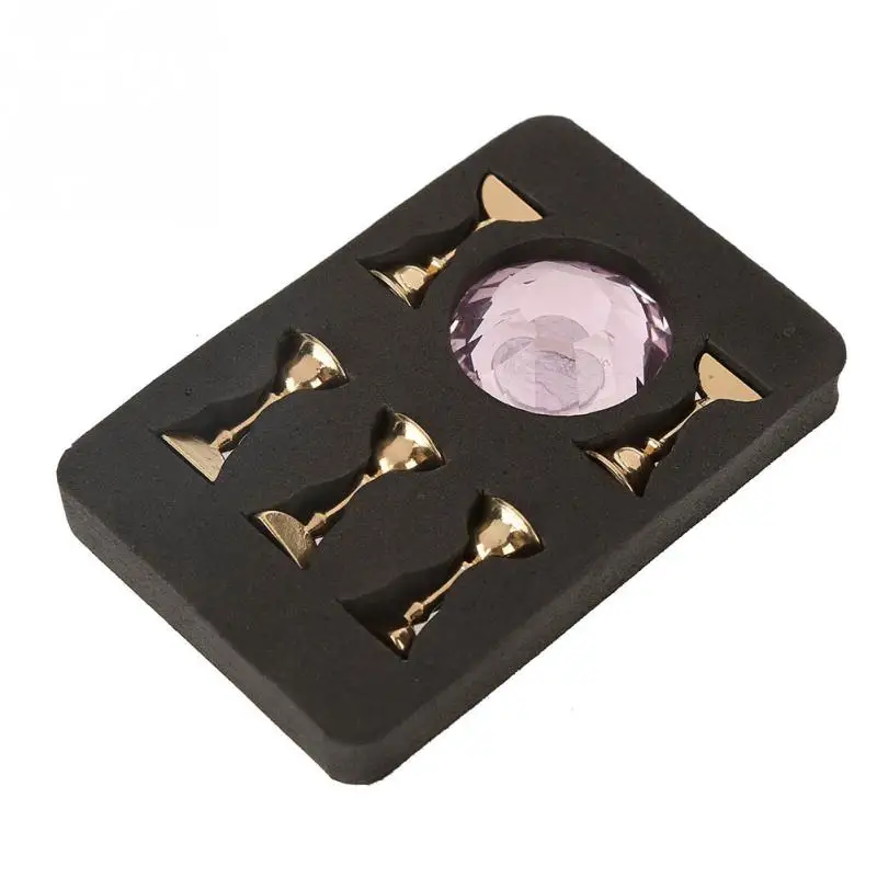 

1 set Magnetic Rhinestones Crystal Nail Tip Practice Stand Base + 5pcs Alloy Holder False Nail Display Stand Salon Manicure