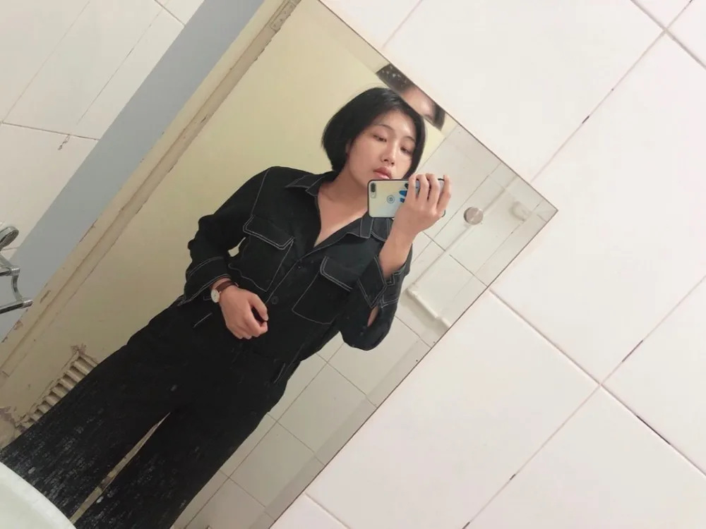 HYH HAOYIHUI 2019 Trend New Simple Leisure Wind Tops Contrast Color Bright Line Pocket Decoration Loose Casual Shirt HYH HAOYIHUI 2019 Trend New Simple Leisure Wind Tops Contrast Color Bright Line Pocket Decoration Loose Casual Shirt