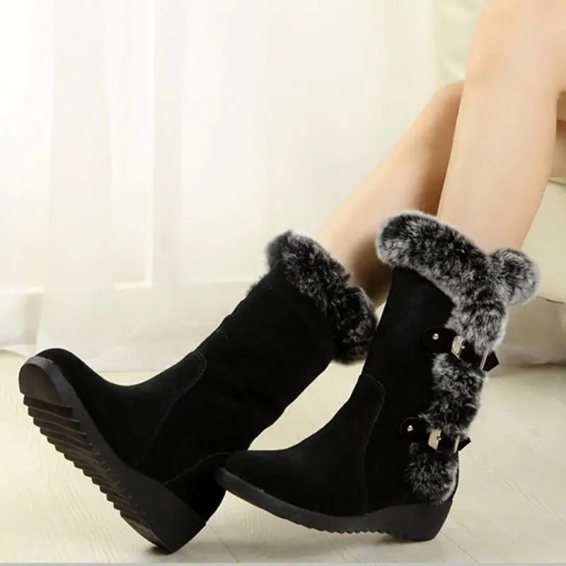 Fashion Winter Boots Women Snow Boots Flat Heels Winter Shoes Warm Fur