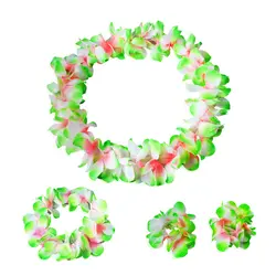 4 шт. Гавайский ожерелье Леи оголовье браслеты цветочный венок имитация Цветочная Гирлянда Шелковый цветок головные уборы для вечерние