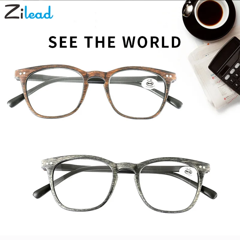 

Zilead Synthetic Wood Unbreakable Reading Glass Women Men Ultralight Oversize Resin Anti Fatigue Spring Lens Upscale Presbyopic