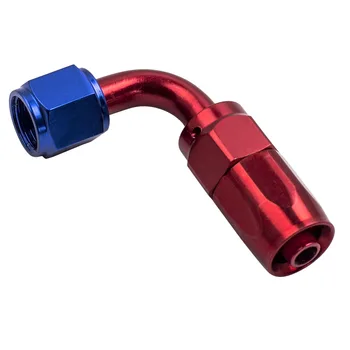 

6AN AN6 6-AN 90 Degree Swivel Oil Fuel Air Gas Line Hose End Fitting Red Blue color