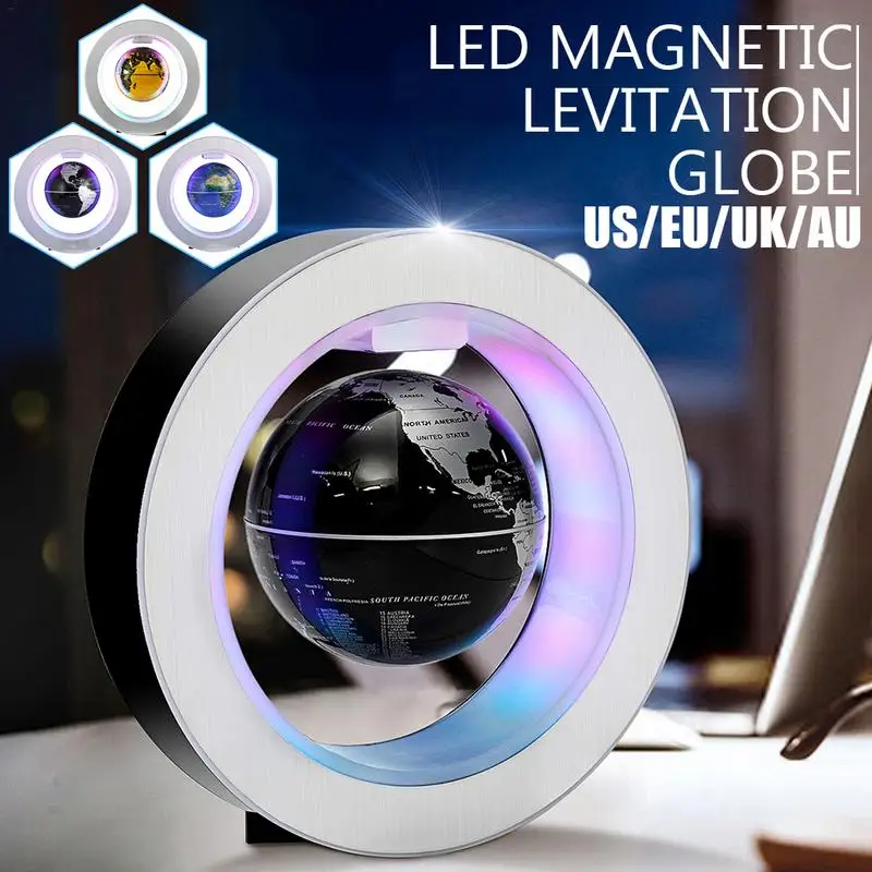 

C Shape Magnetic Levitation Montessori Geography Globe Floating World Map Tellurion LED Lights Gifts Home Office Ornaments Decor