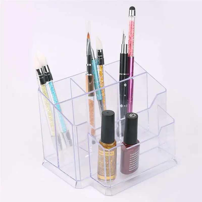 

1 PC Pen Holder Cup Acrylic Makeup Brush Holder Large Capacity Multi-grids Pencil Holder Cup Stationery Organizer for Desktop