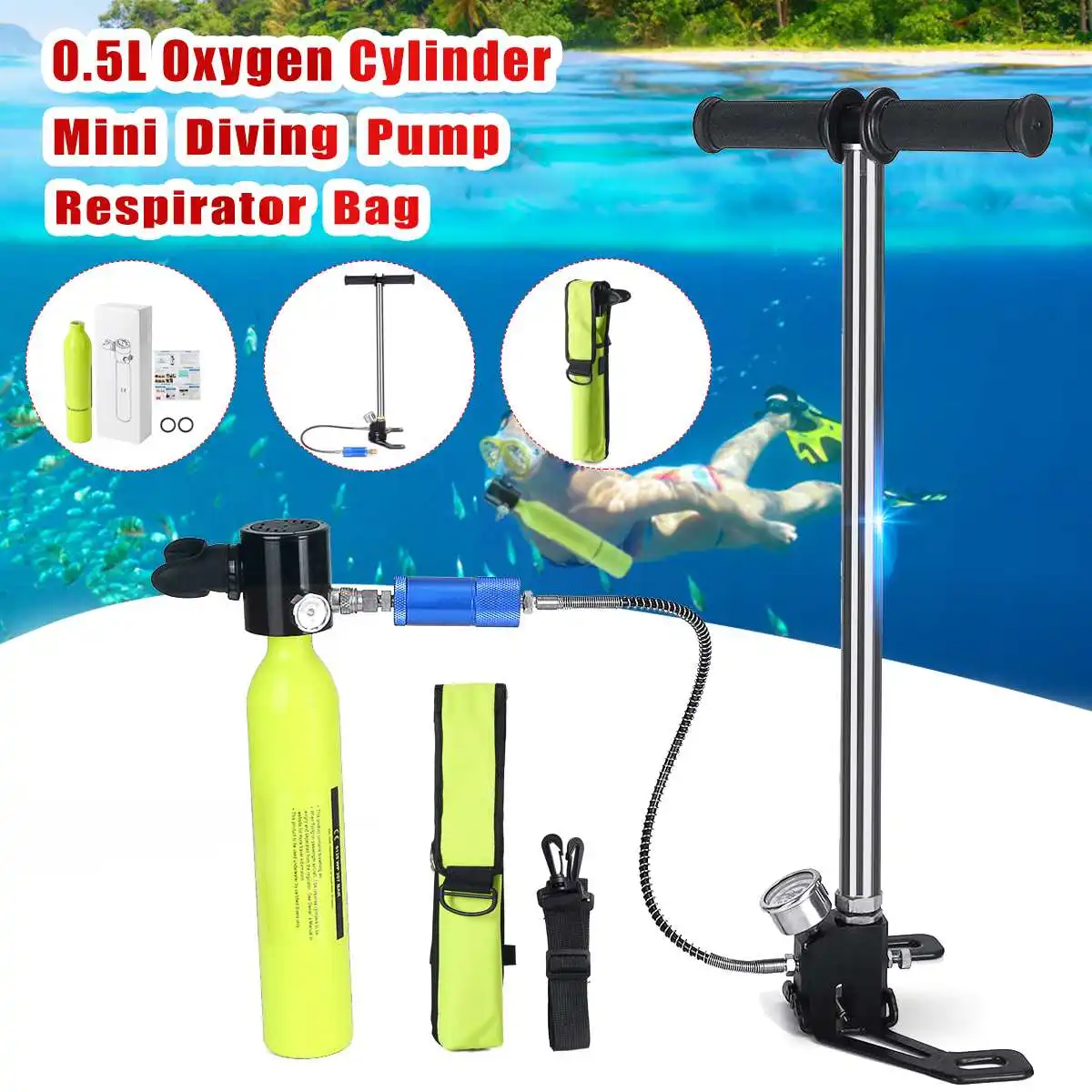 

Diving Equipment Mini Scuba Oxygen Cylinder Air Tank Snorkeling Valve Mouthpiece High-pressure Pump Underwater Breathing Part
