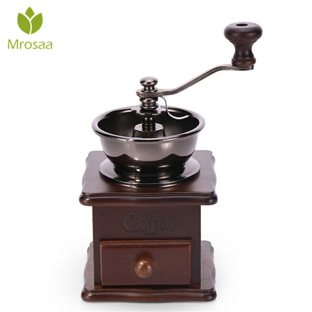 Top Quality Classical Wooden Manual Coffee Grinder Hand Stainless Steel Retro Coffee Spice Mini Burr Mill With Ceramic Millston|Manual Coffee Grinders| - AliExpress