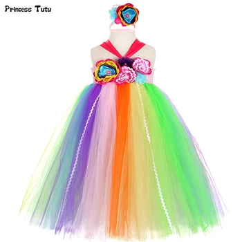 

Sweet Candy Kids Girls Tutu Dress Rainbow Flower Girl Dress Princess Girl Birthday Party Dress Candy Land Children Tutu Costume