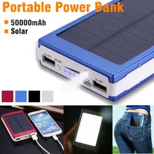 Светодио дный свет Мощность Банк Внешний двойной USB Батарея заряд 50000 mAh Панели Солнечные с переходник для зарядного устройства переносной открытый