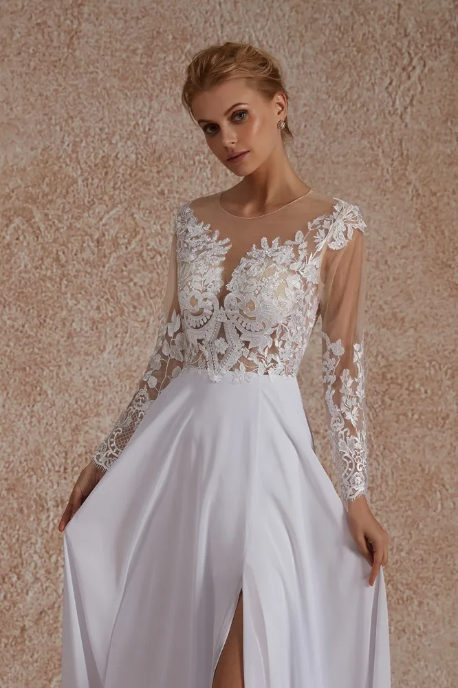Женское шифоновое платье Vivian's Bridal элегантное пляжное с длинным рукавом и