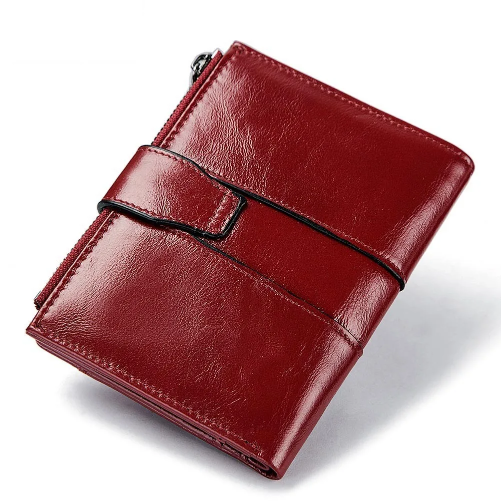 High Quality Women Short Wallets Cowhide Leather Ladies Small Purse Zipper Coin Pocket Card Holder Female Wallet Red|Кошельки| |