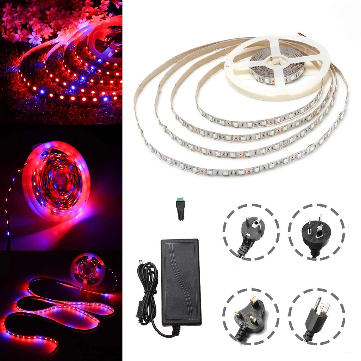 

LED Grow Lights DC12V Growing LED Strip Plant Growth Light Full Spectrum+12V 2A power Adapter for Greenhouse Hydroponic plant