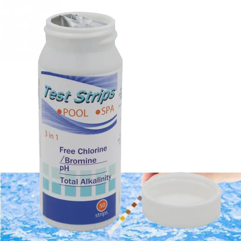 

50Pcs/set 3 In 1 Pool Chlorine Test Strip Bromine Water Hardness Spa PH Alkalinity
