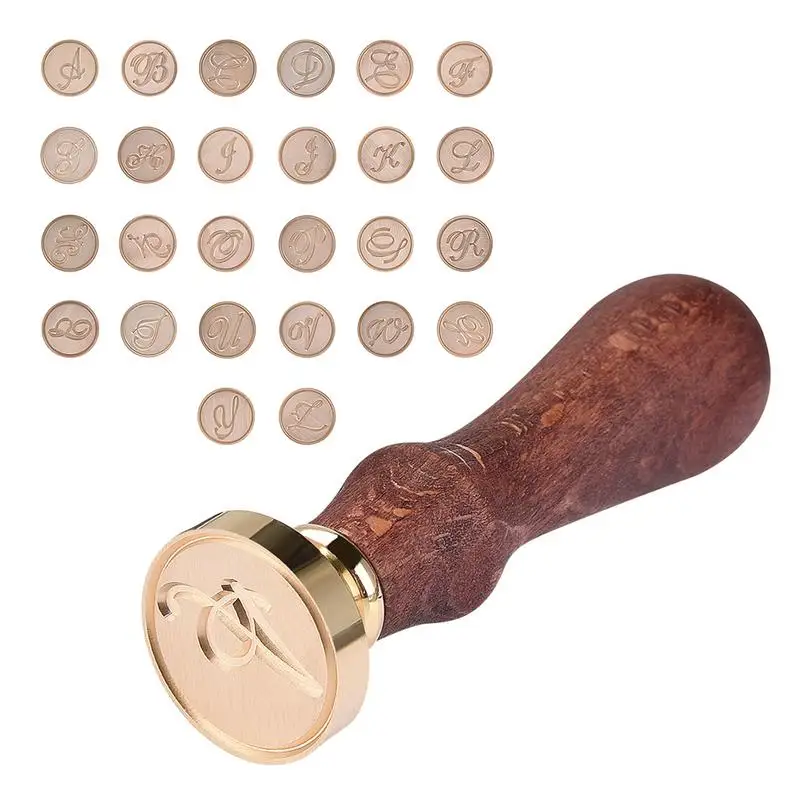  Retro 26 Letter A - Z Wax Seal Stamp Alphabet Letter Wedding Invitation Wood Stamp Kits Replace Cop - 32981936393