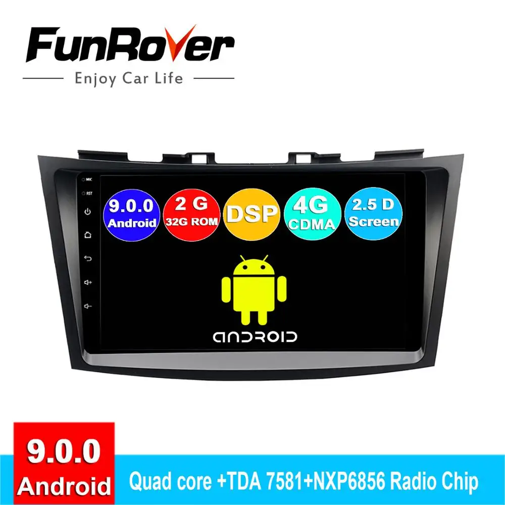 

FUNROVER 2.5D+IPS Android 9.0 Car dvd Player For Suzuki Swift 2011- 2015 Radio Stereo Multimedia system gps navigatar stereo DSP