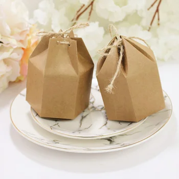 

10-50pcs Beauty Kraft Paper Candy Box Gift Present Wedding Birthday Party Candy Packaging Bag Pouch Box