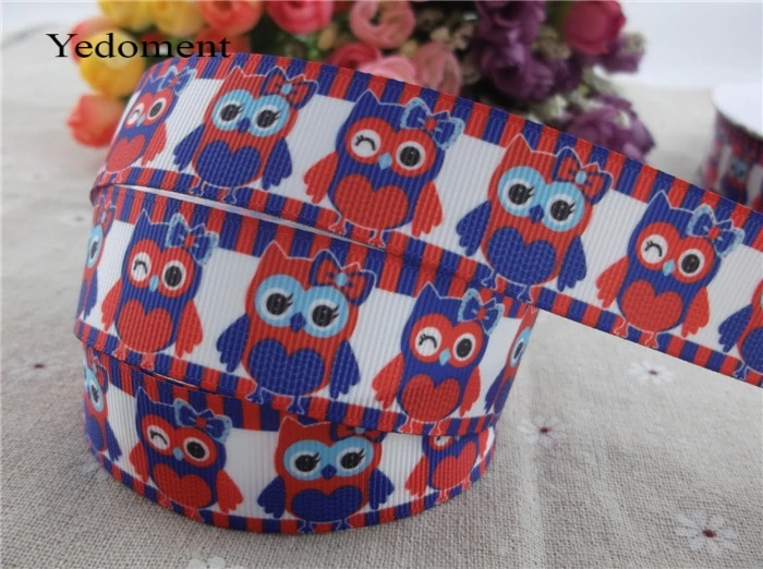 2014 Новое прибытие 1 'ཕ мм Сова Печать grosgrain ленты 4 июля мультфильм 10 ярдов|printed
