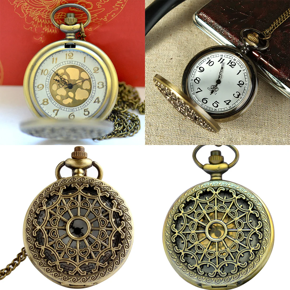 Retro Pocket Watch Hollow Spider Web Pocket Watch European And American Classical Pocket Watch Men And 1