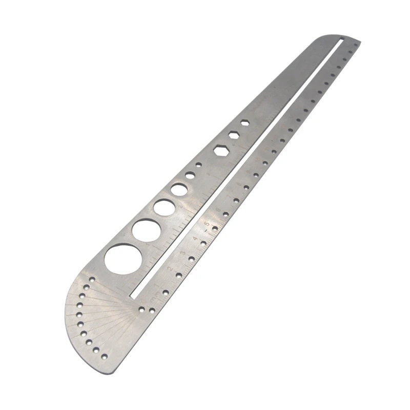  Multifunction Ruler Stainless Steel Compasses Protractor Hexagon Ruler Scale Tool