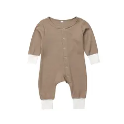 Хлопковый комбинезон для новорожденных девочек и мальчиков, комбинезон с длинными рукавами, одежда для детей 0-18 м