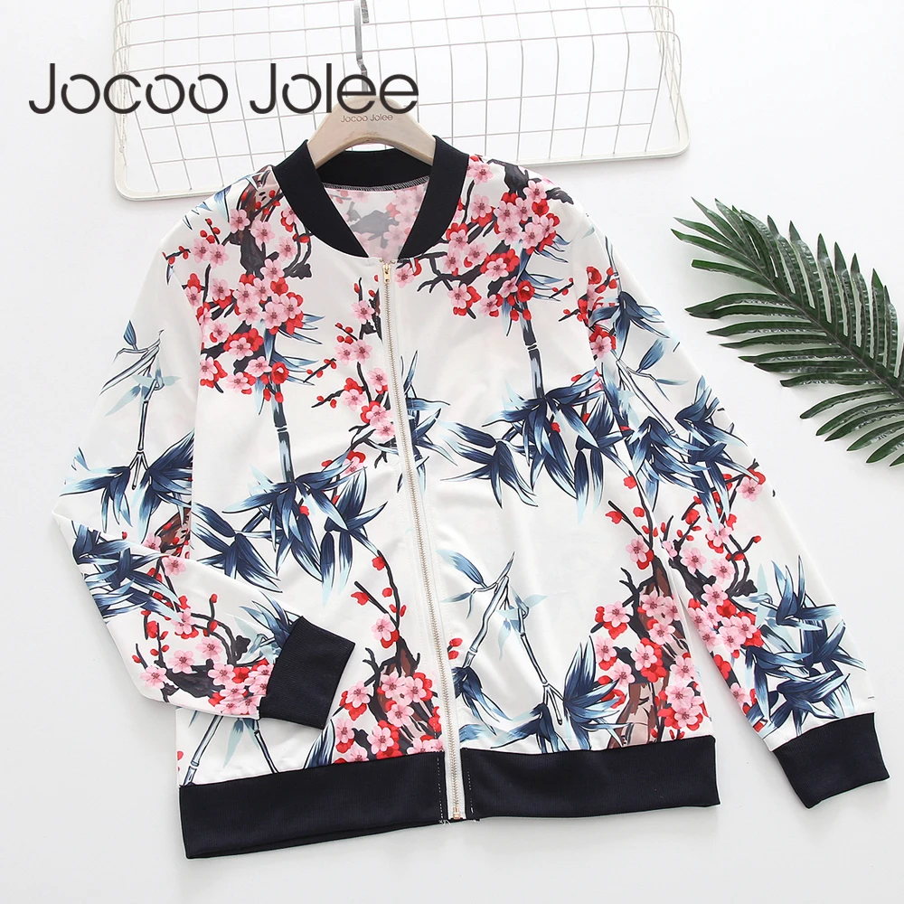 Jocoo Jolee الأساسية سترة للنساء زهرة طباعة سحاب أكمام طويلة منفذها سترة معطف 2018 الخريف الشتاء عارضة سترة واقية Jocoo Jolee الأساسية سترة للنساء زهرة طباعة سحاب أكمام طويلة منفذها سترة معطف 2018 الخريف الشتاء عارضة سترة واقية