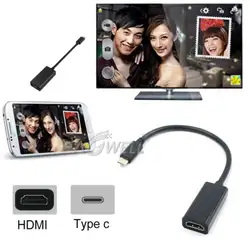 USB-C Тип C к HDMI Кабель-адаптер для samsung S9/8 Примечание 8 Macbook черный