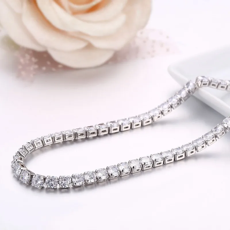 

35cm-60cm CZ Stones Chain Short Long Choker Necklace For Women Girls White Gold Color Jewelry 4mm Collier Collares Kolye Ketting