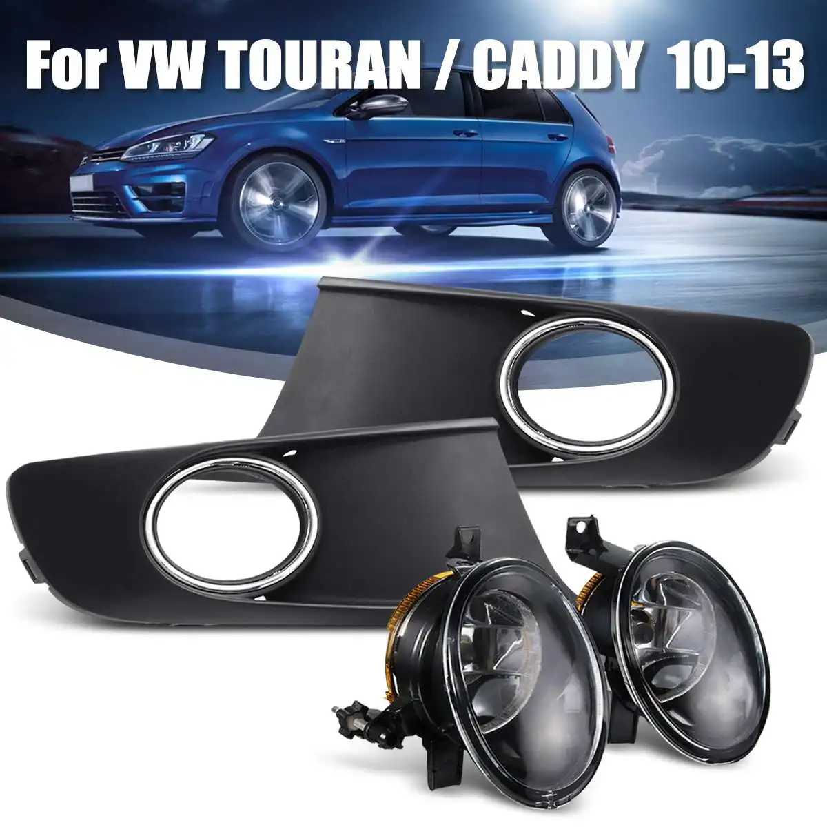 Автомобильный светильник для VW TOURAN CADDY 2010 2011 2012 2013, противотуманный светильник, противотуманная фара, противотуманный светильник, крышка и ремень в сборе 1T0853665 1T0853666
