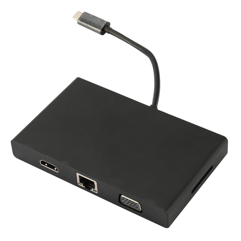 For Type C VGA HD Multichip Interconnect LAN USB SD Audio Charger Port Hub 8 In 1 Adapter on
