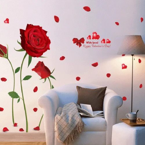 Romantic Valentine's Day PVC Mural Removable Wall Stickers Decals Room Home Decoration Valentine | Дом и сад
