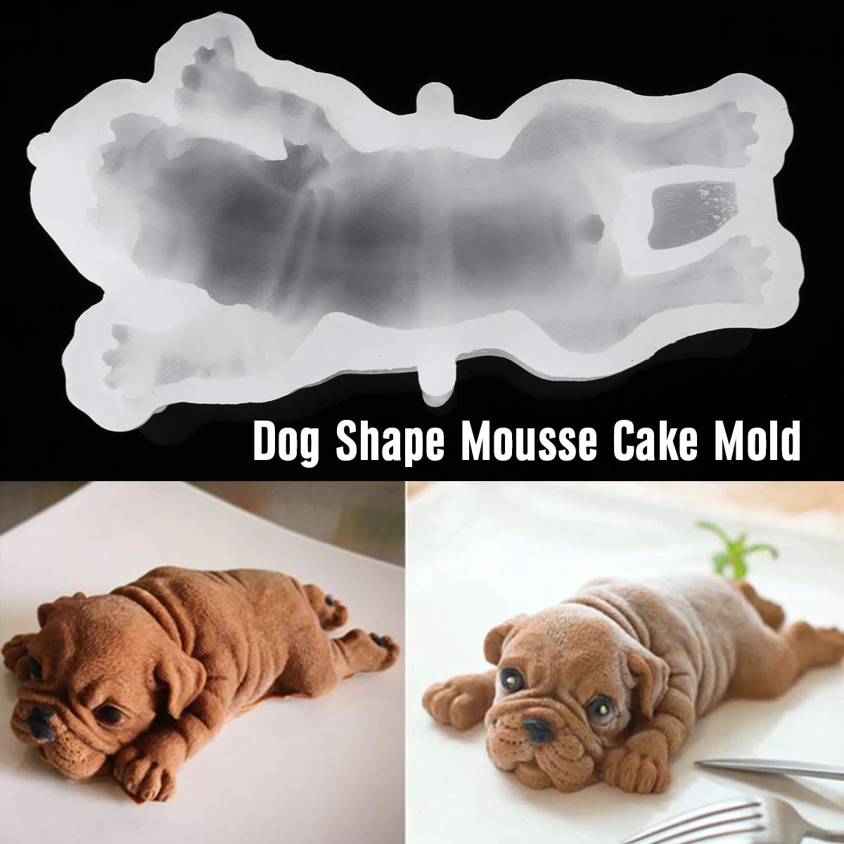 

Dog Shape Cake mold Chocolate Candy Jelly Soap 3D Silicone Mold Sleeping Dog Shape Puppy Cookware Baking Mould Cake Decor Tool