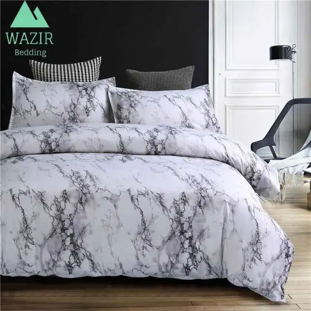 Wazir Marble Printed Bedding Set Duvet Cover Pillowcase Size Single Wazir Marble Printed Bedding Set Duvet Cover Pillowcase Size Single Au Eu Double Full Queen King Bedclothes Comforters Bed Linen