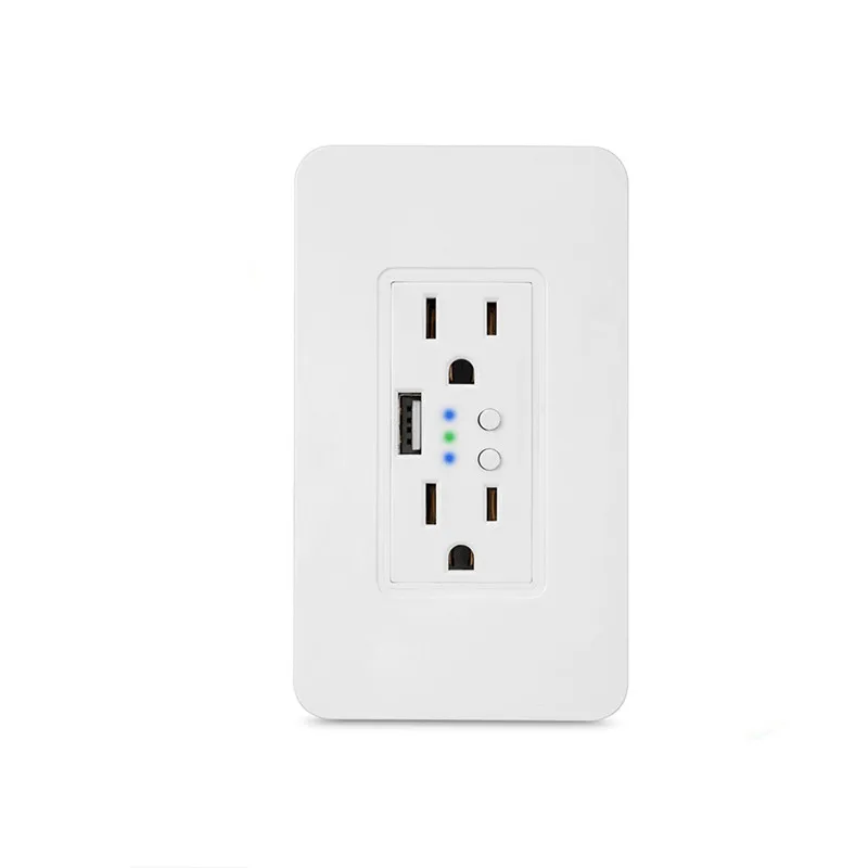 

1Pcs White WIFI Smart Wall Socket 16A AC Outlet 5V/2A USB Output Wireless APP Control Socket Mobile Phone/Voice Remote Control