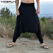 Спортивные Мужские штаны-шаровары в стиле хип-хоп, мешковатые штаны ниндзя с заниженным шаговым швом, спортивные брюки, широкие штаны для бега, Мужская одежда, брюки