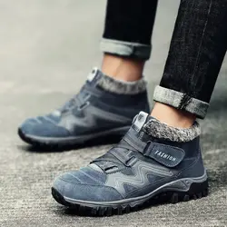 2019 мужские ботинки зимние с мехом Зимние удобные непромокаемые износостойкие мужские ботинки модные большие размеры 35-47 уличные походные