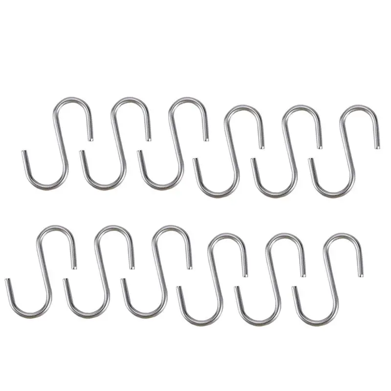 

10 Pcs Heavy Duty Stainless Steel S Shaped Hooks Kitchen Spoon Pan Pot Utensils Hangers Clasp Over The Door Closet