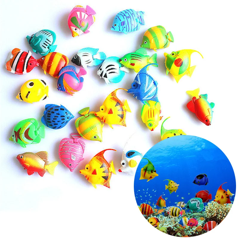 JX LCLYL 5Pcs Plastic Floating Tropical Fishes For Aquarium Fish Tank Ornament Newin Figurines