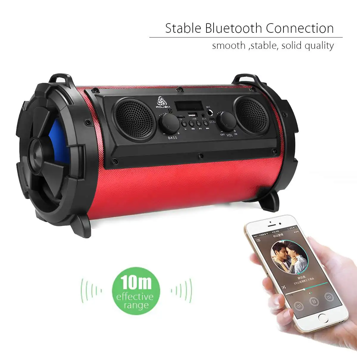  Hifi Outdoor Portable Wireless bluetooth Speaker 15W Move KTV 3D Stereo Heavy Bass Subwoofer FM TF 