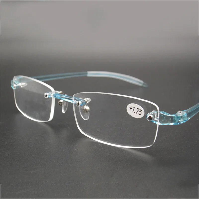 Брендовые гибкие женские очки для чтения TR90, бескаркасные мужские лупы, синие очки для дальнозоркости+ 0,5+ 0,75+ 1+ 1,25+ 1,5+ 1,75+ 2~+ 4