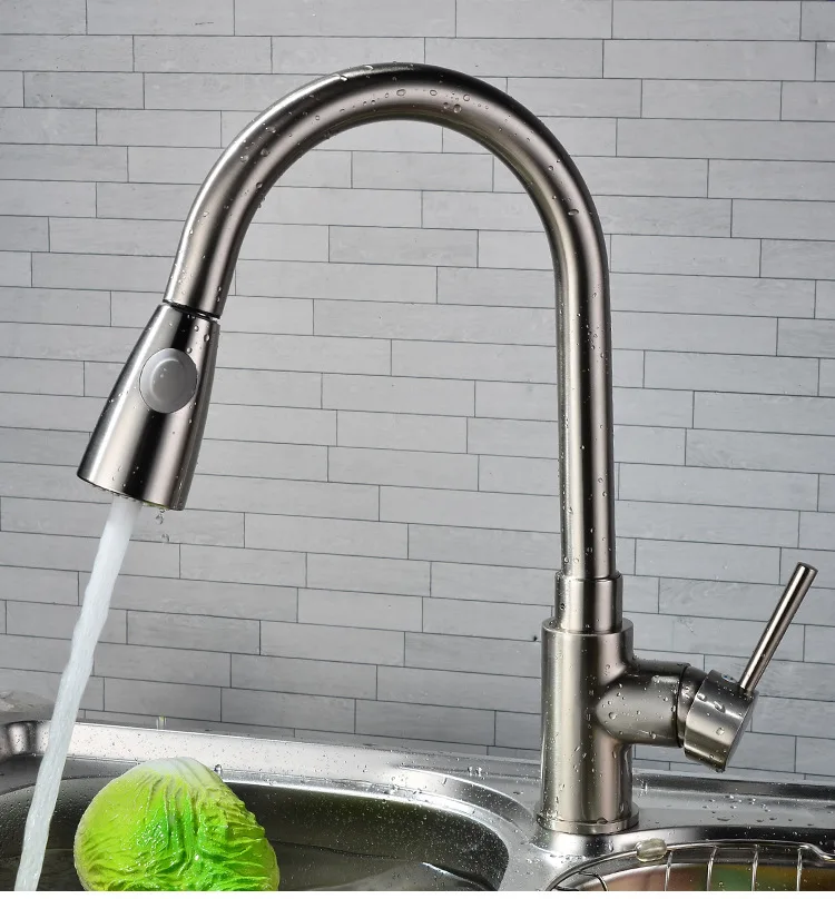 Kitchen Faucet Ues Copper To Make Cold and Hot Water Faucet Nozzles Pull Down,mezclador giratorio de 360 grados, grifo de cocina