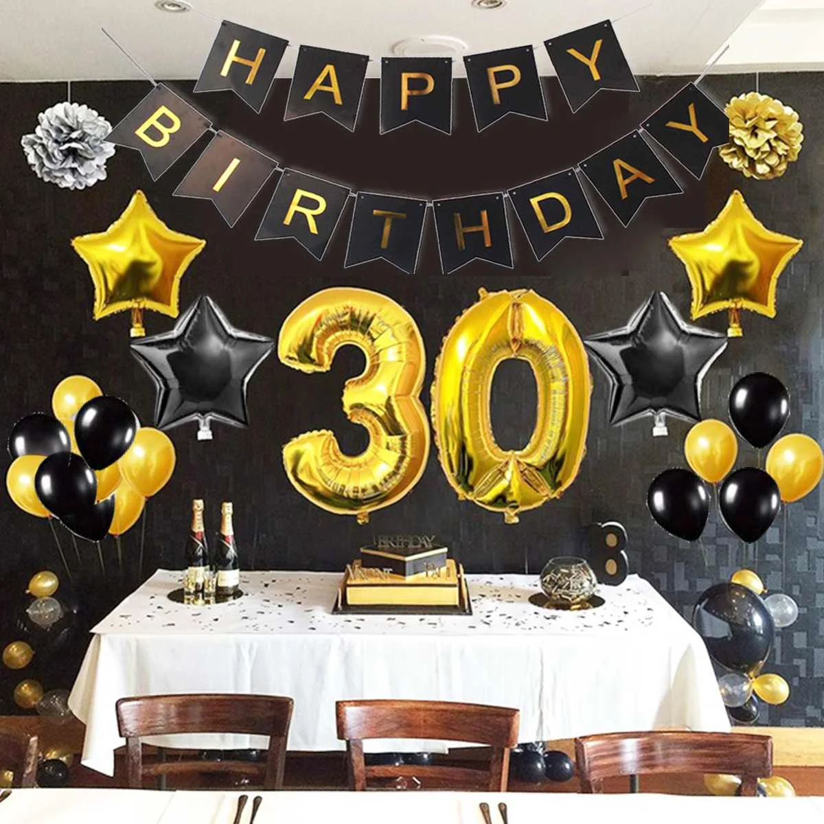 

1/30/40/50/60/70/80 Adult Kid Birthday Banner Foil Balloons Set Party Decoration Inflatable & Reusable No need to Tie Knots