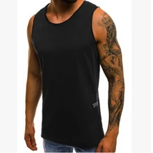 Новые однотонные для мужчин Бодибилдинг майка тренажерный зал фитнес майка без рукавов Мышцы Бег Жилет атлетика